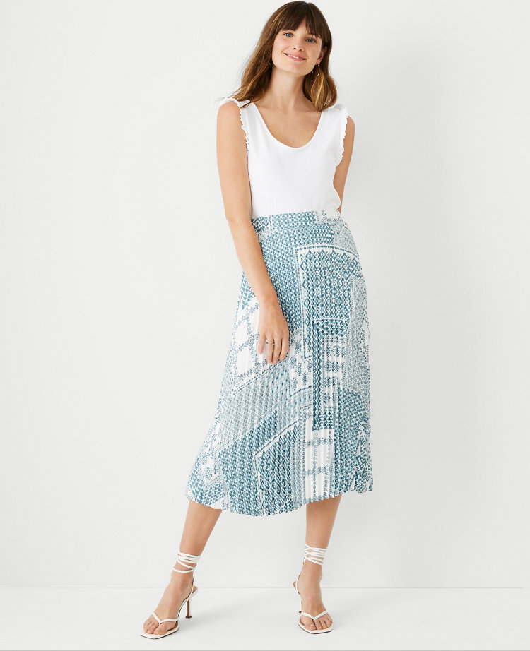 Geo Pleated Midi Skirt