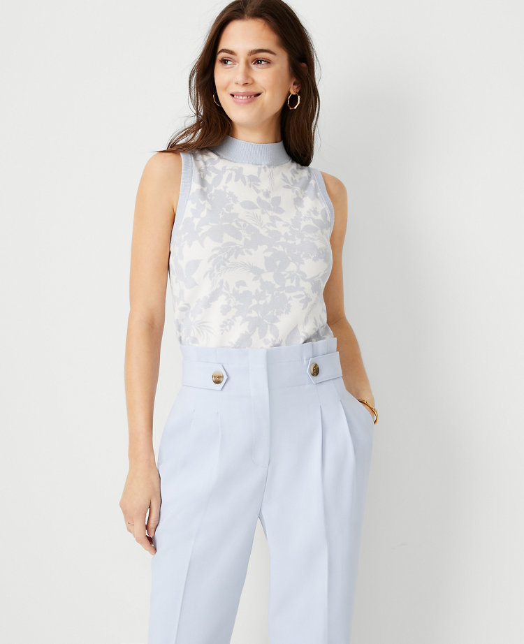 Petite Floral Mock Neck Sweater Shell