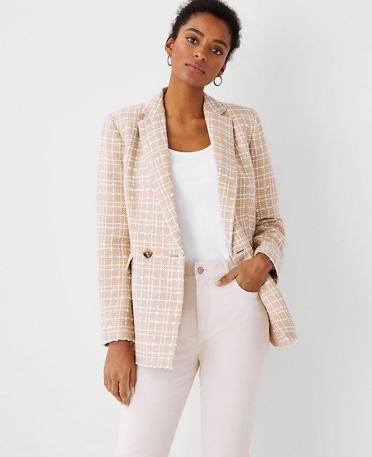 The Petite Double Breasted Blazer In Tweed