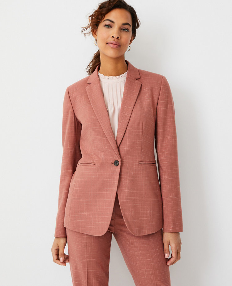 Ann Taylor The Tall One Button Blazer in Crosshatch