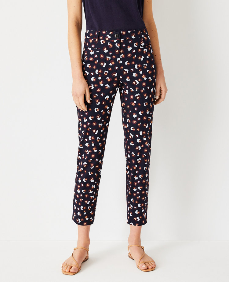 Ann Taylor The Petite Animal Print Cotton Crop Pant
