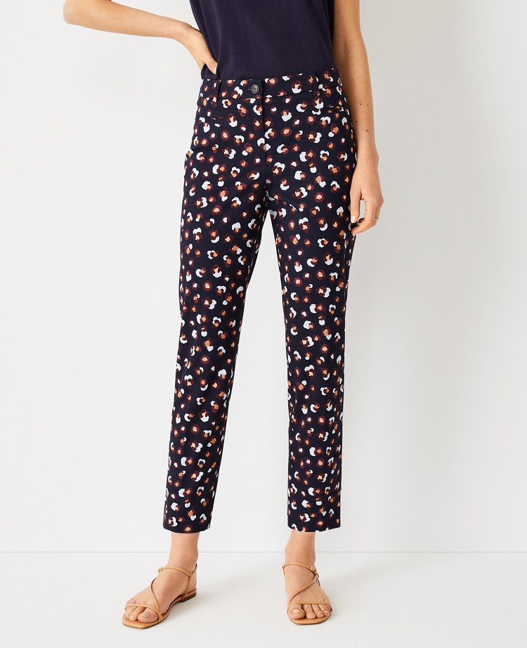 Ann Taylor The Petite Animal Print Cotton Crop Pant - Curvy Fit