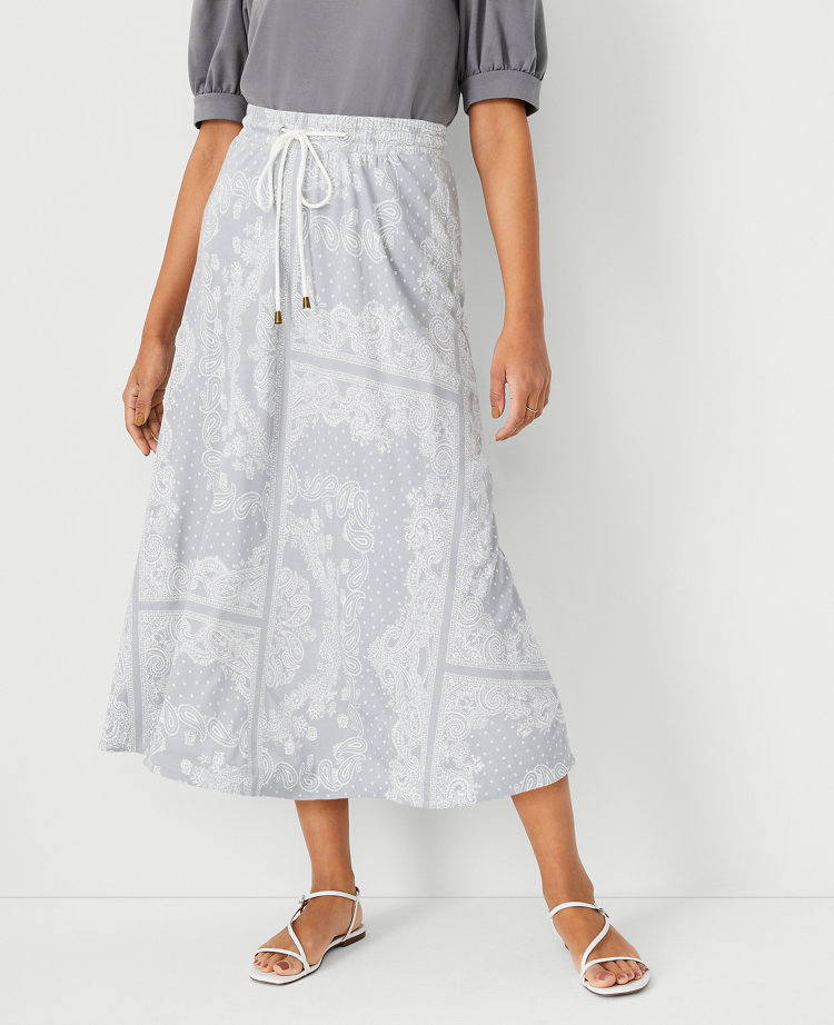 Petite Bandana Paisley Drawstring Midi Skirt