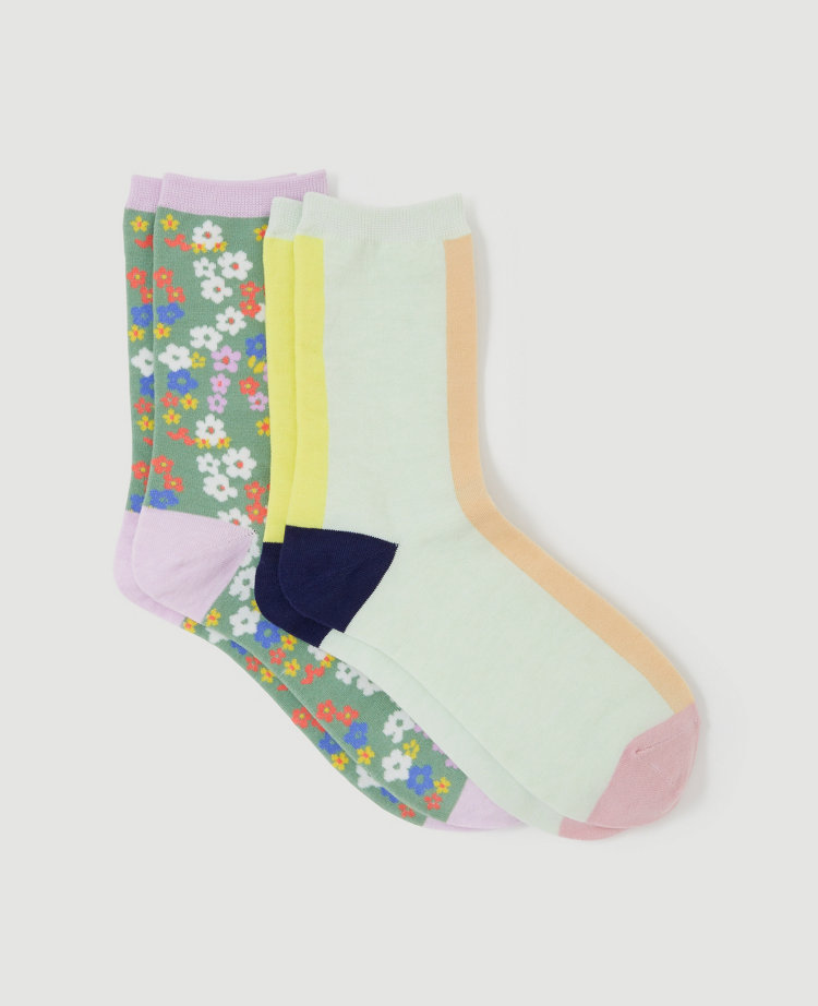 Ann Taylor Floral Colorblock Trouser Sock Set
