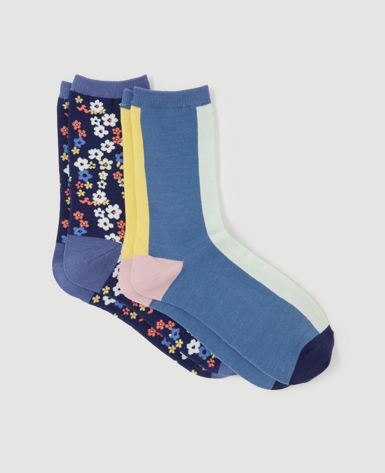 Ann Taylor Floral Colorblock Trouser Sock Set
