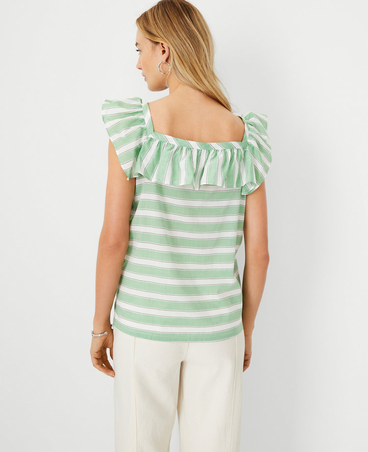 Ruffled Color Block Square Neck Top main image 1