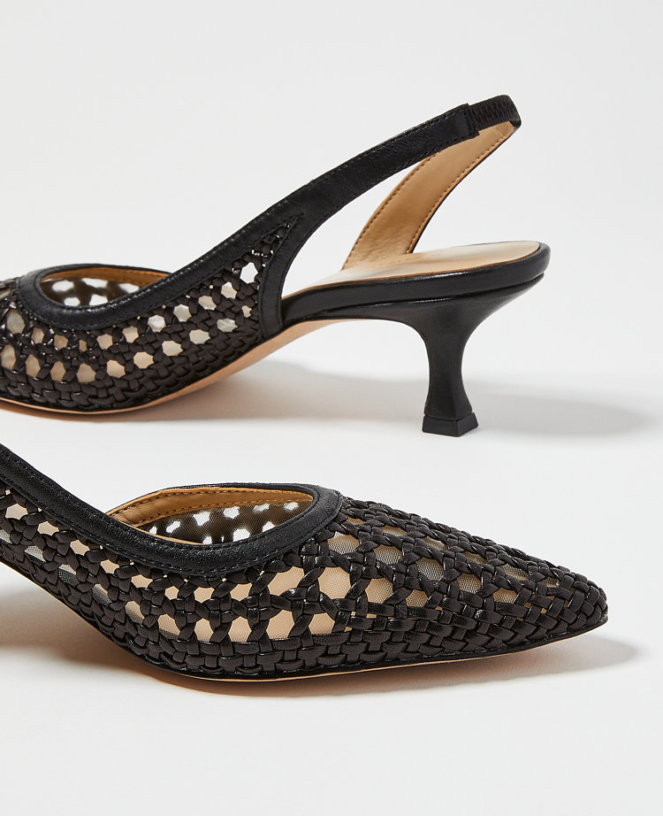 Woven on sale leather slingbacks