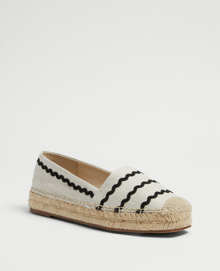 Ann Taylor Persephone Ric Rac Linen Espadrille Flats