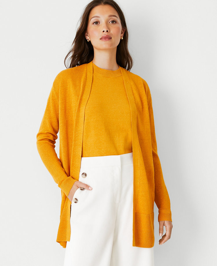 Ann Taylor Petite Linen Blend Open Cardigan