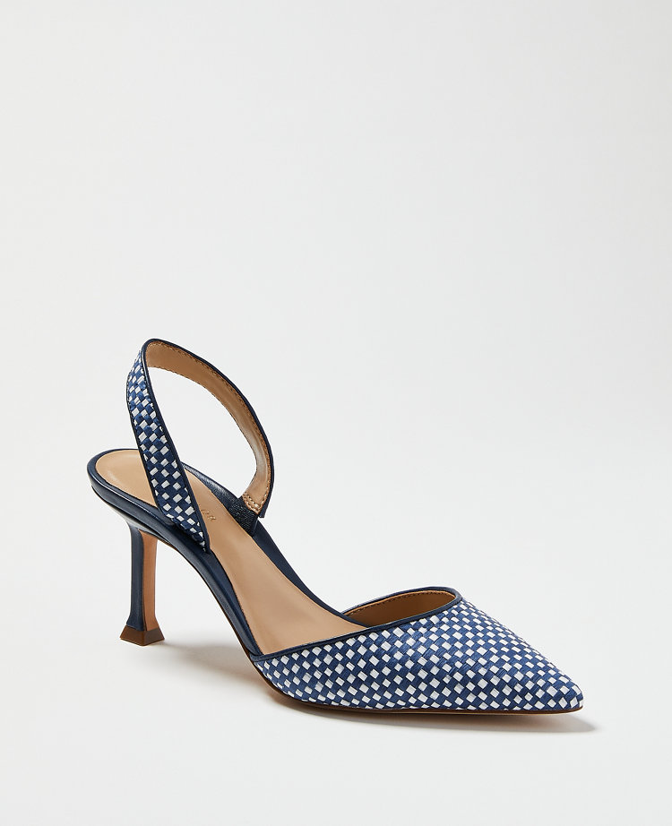 Ann Taylor Marta Woven Leather Slingback Pumps