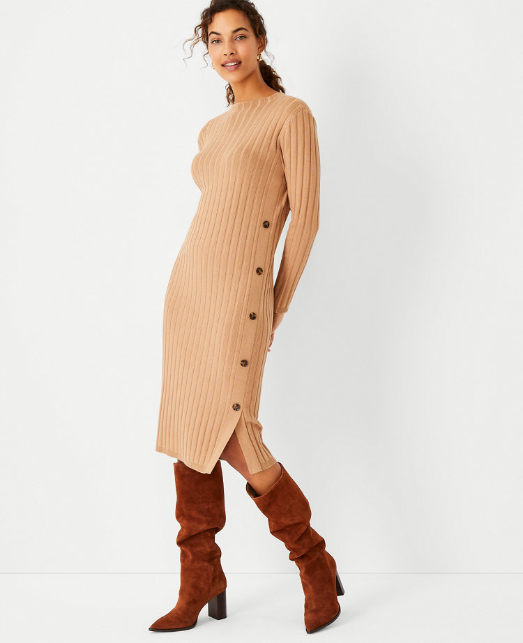 Sweater dress with buttons on the side on sale