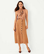 Faux Suede Button Midi Skirt carousel Product Image 1