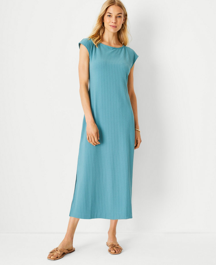 Ann Taylor Petite Ribbed Tee Midi Dress