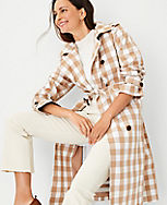 Checked Oversized Trench Coat carousel Product Image 3