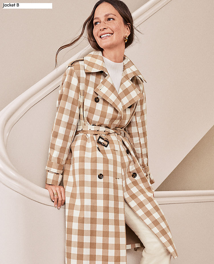 Checked Oversized Trench Coat