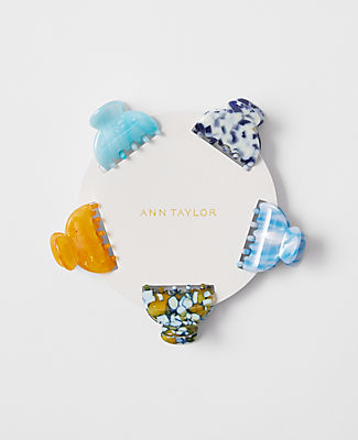 Ann Taylor Tortoiseshell Print Claw Hair Clip Set In Blue Multi