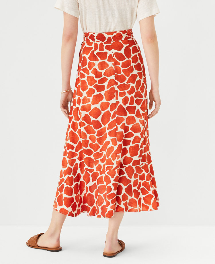 Giraffe Print Flounce Wrap Maxi Skirt carousel Product Image 2