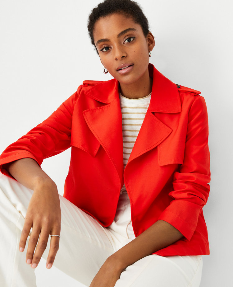 Draped Cropped Trench Jacket carousel Product Image 3