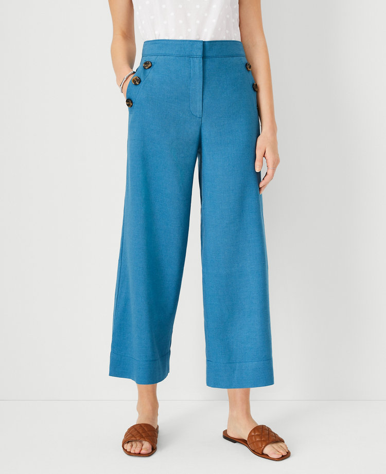 The Petite Sailor Wide Leg Crop Pant In Linen Blend Ann Taylor