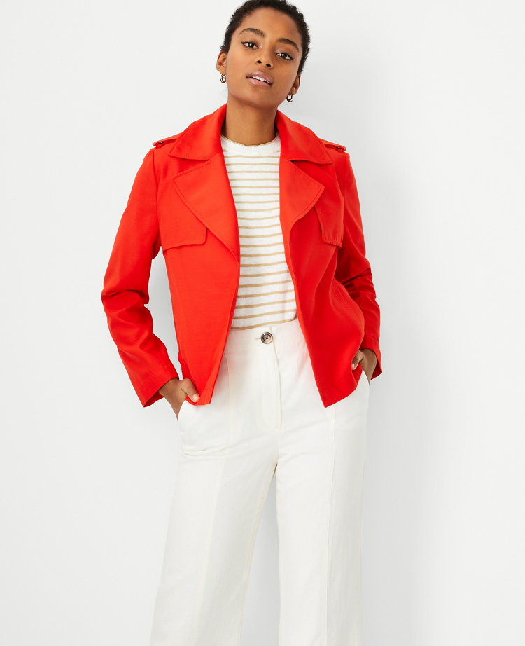 Ann Taylor Petite Draped Cropped Trench Jacket