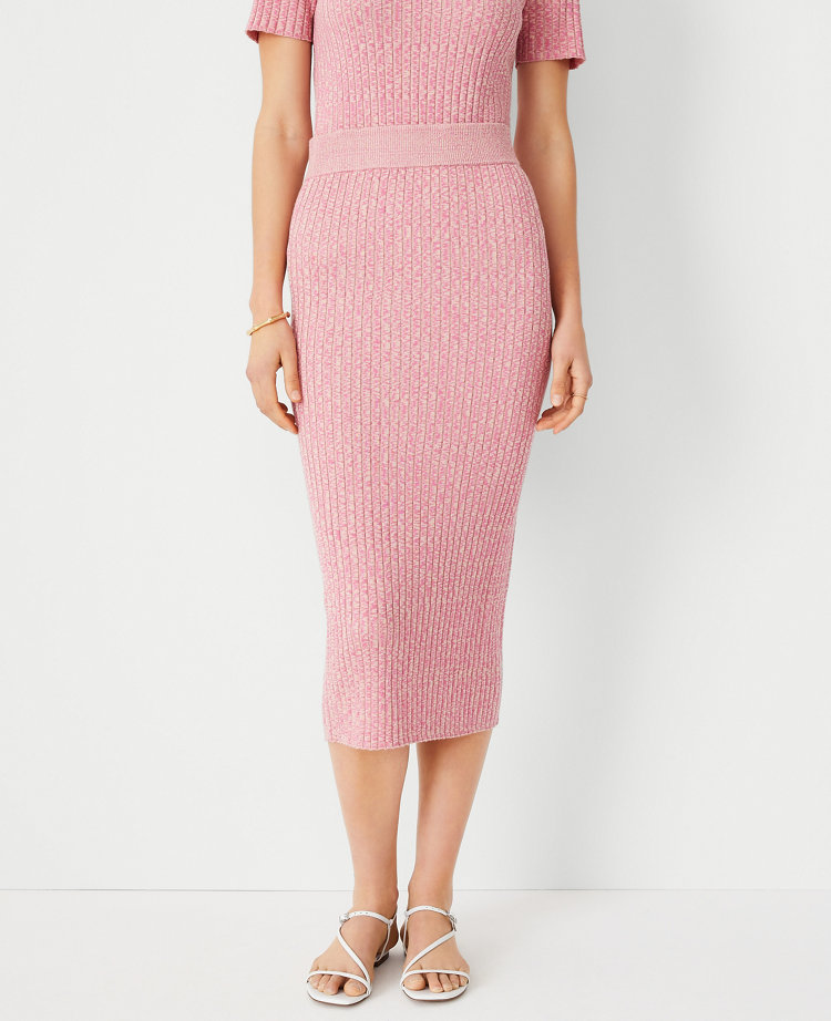 Ann Taylor Petite Marled Ribbed Sweater Pencil Skirt