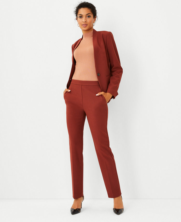 The High Rise Side Zip Straight Leg Pant in BiStretch