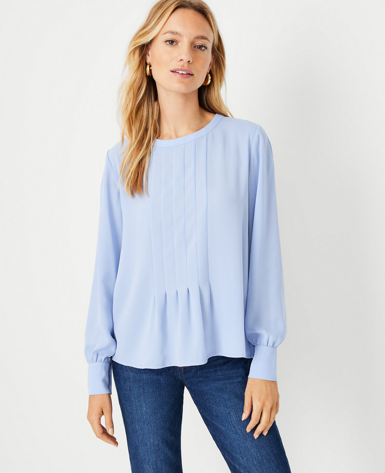 Mixed Media Pleat Front Top