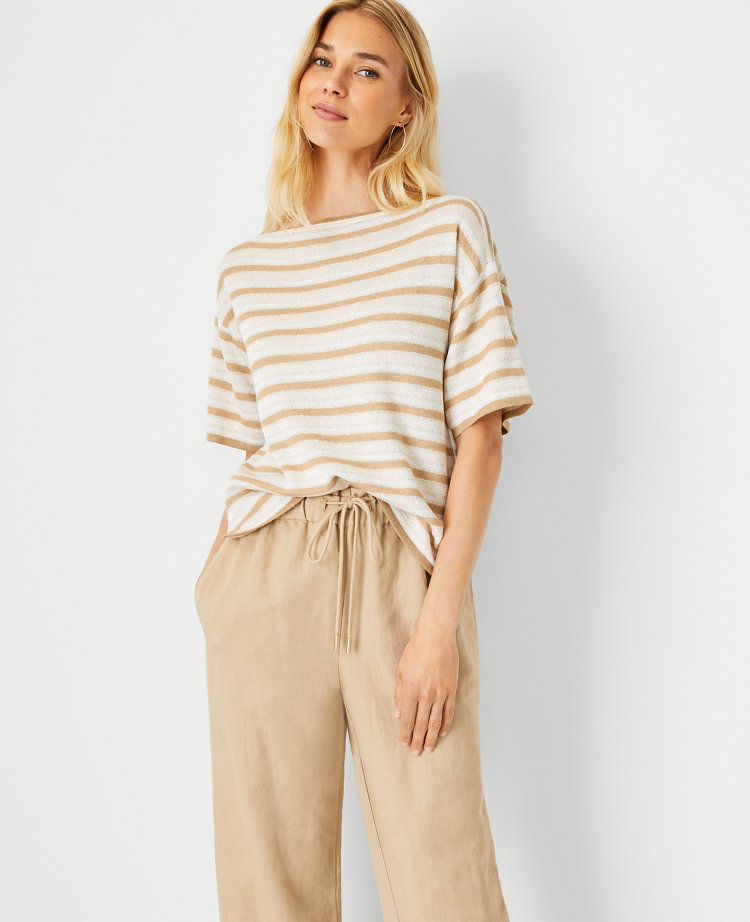 Ann Taylor Striped Relaxed Sweater Tee