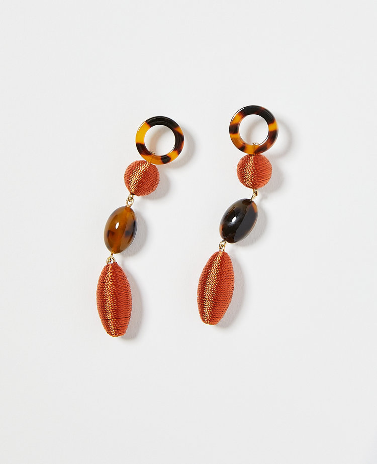 Thread Wrapped Tortoiseshell Print Ball Earrings