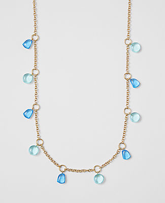 Ann Taylor Beaded Station Necklace In Blue Multi