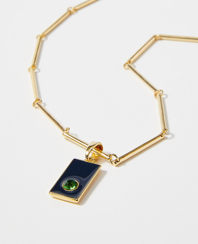 Enamel Rectangular Pendant Necklace