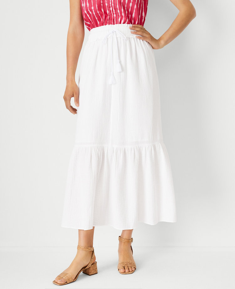 Ann Taylor Flounce Drawstring Maxi Skirt