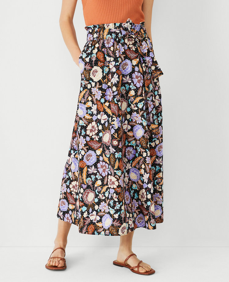 Batik Floral Paperbag Pocket Maxi Skirt