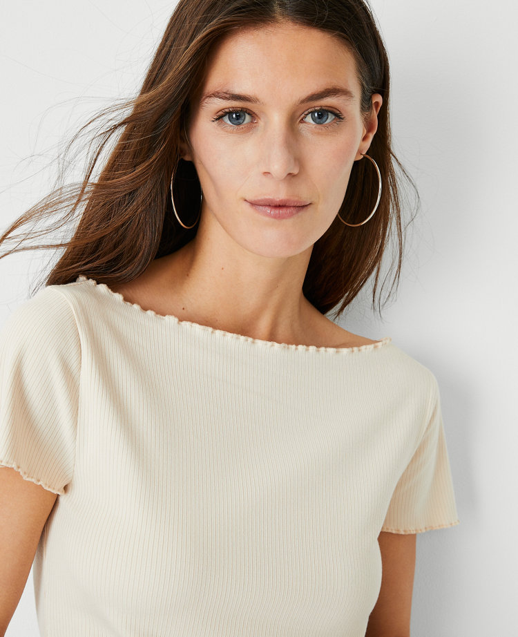 Petite Ribbed Lettuce Hem Top