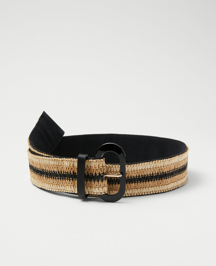 Ann Taylor Striped Stretch Straw Waist Belt