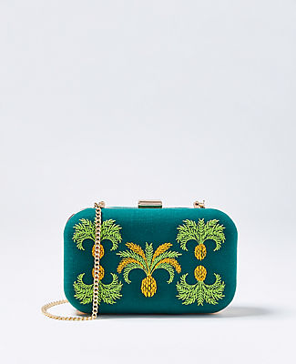 Pineapple Embroidered Linen Clutch Bag