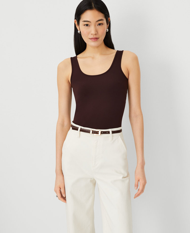 smooth fitted tank top - Dark Beige