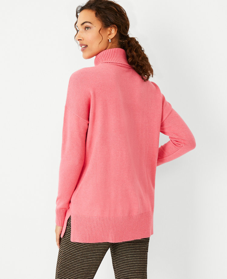 Seamed Turtleneck Tunic Sweater