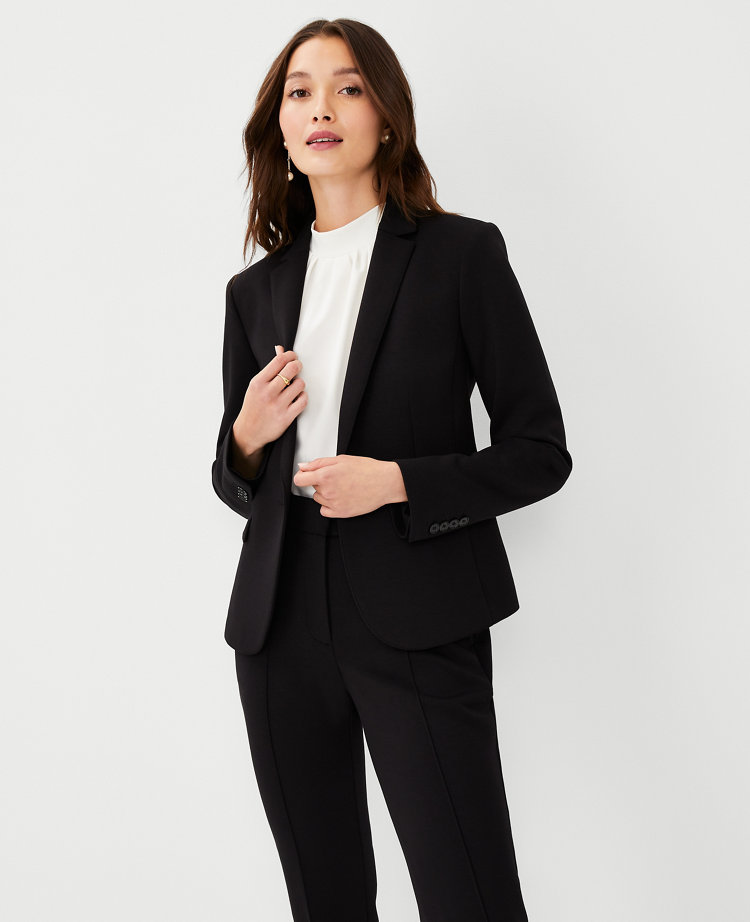 One Button Blazer + Mid-High Rise Flare Trousers Suit Pantsuit