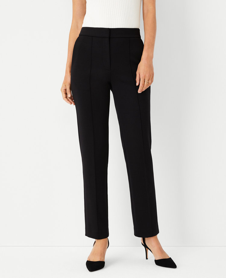 The Pintucked Straight Leg Pant in Double Knit