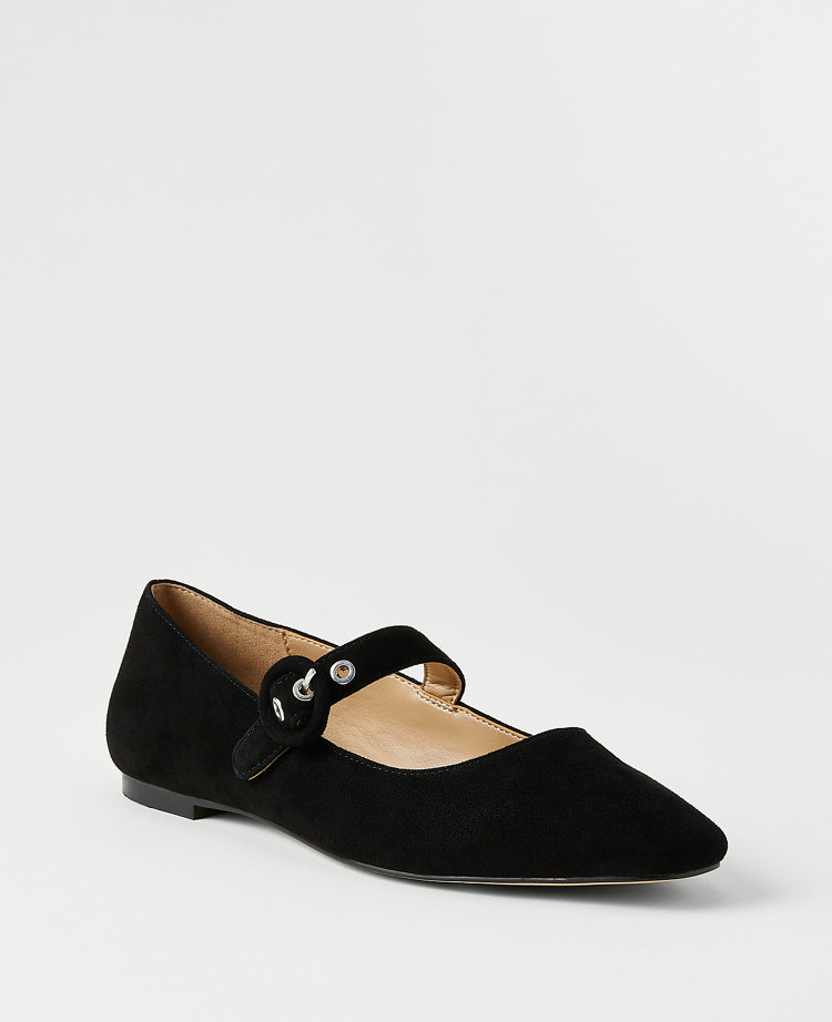 Suede Mary Jane Flats