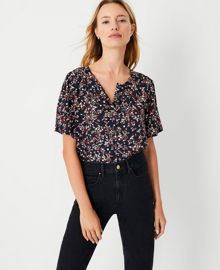 Floral Double Button Front Top