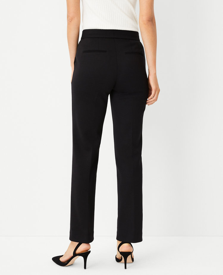 The Petite Pintucked Straight Leg Pant in Double Knit