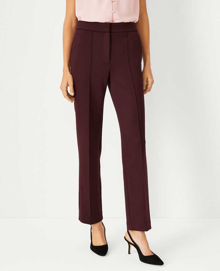 The Petite High Rise Pintucked Straight Leg Pant in Double Knit | Ann ...