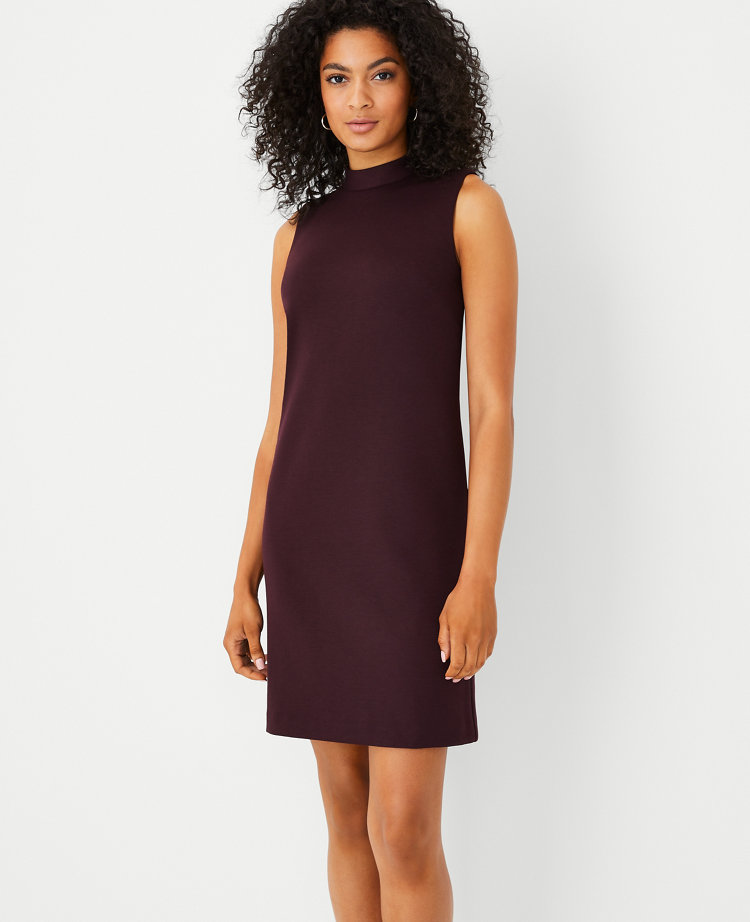 The Petite Mock Neck Shift Dress in Double Knit carousel Product Image 1