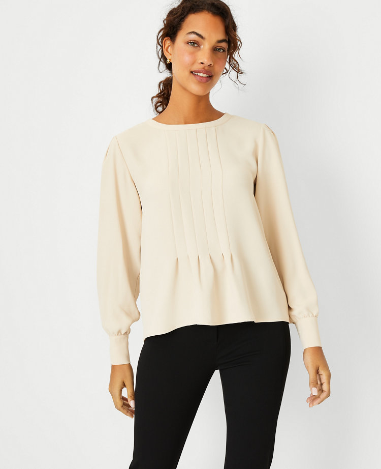 Mixed Media Pleat Front Top