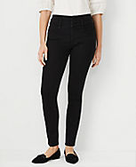 Tall Curvy Sculpting Pocket High Rise Skinny Jeans in Jet Black Wash carousel Product Image 1