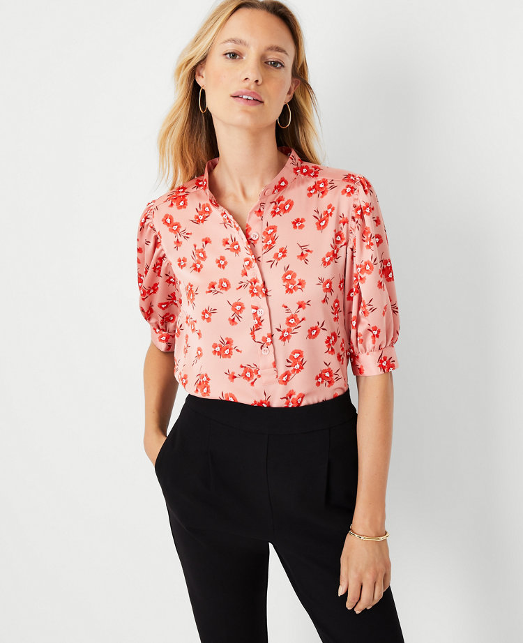 Tall Floral Half Placket Top