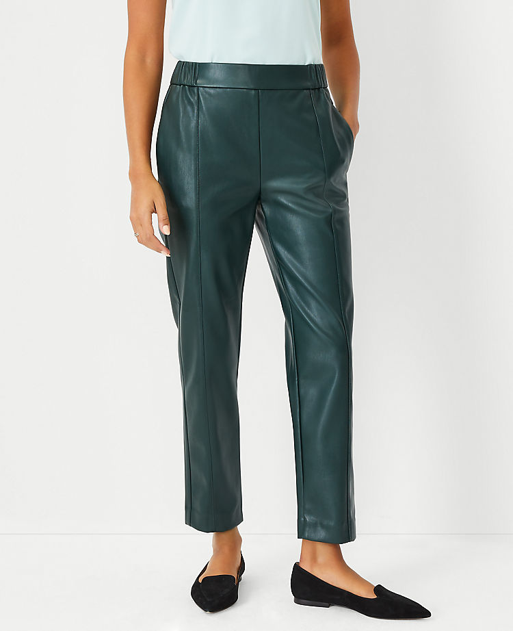 The Faux Leather High Waist Easy Ankle Pant