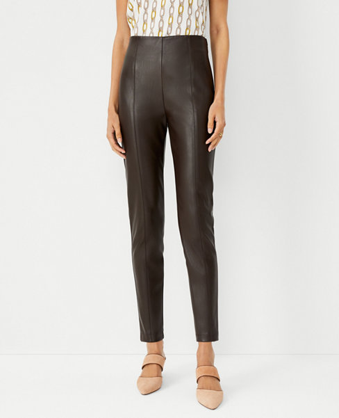 The Faux Leather Seamed Side Zip Legging